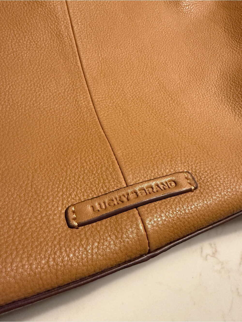 Lucky Brand Mina Tan Leather Tote Boho Chic - Picture 4 of 12
